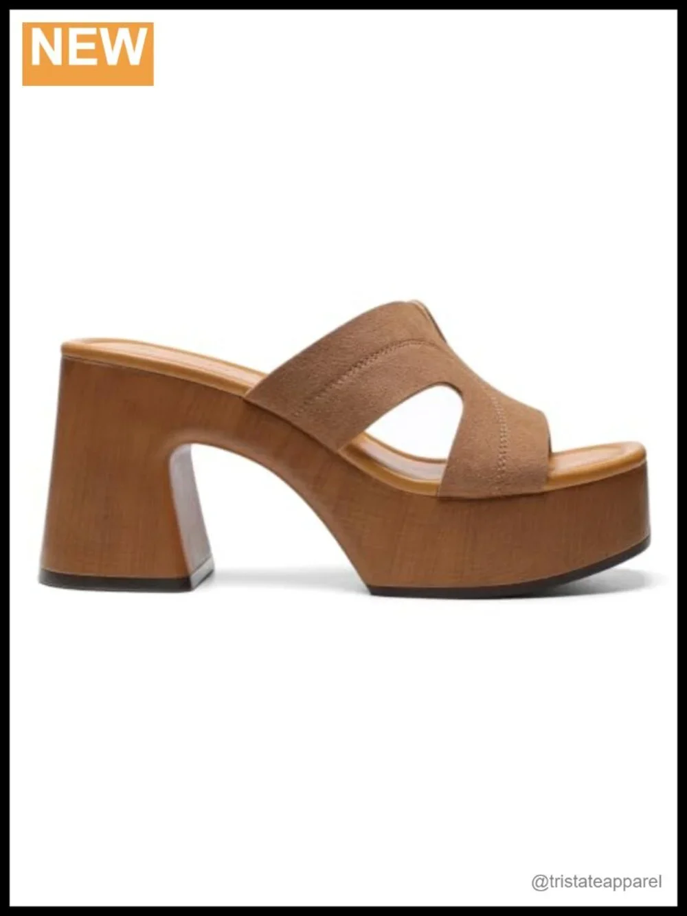 Women's Platform Chunky Sandals Square Open Toe Block Heel Slip On Slide